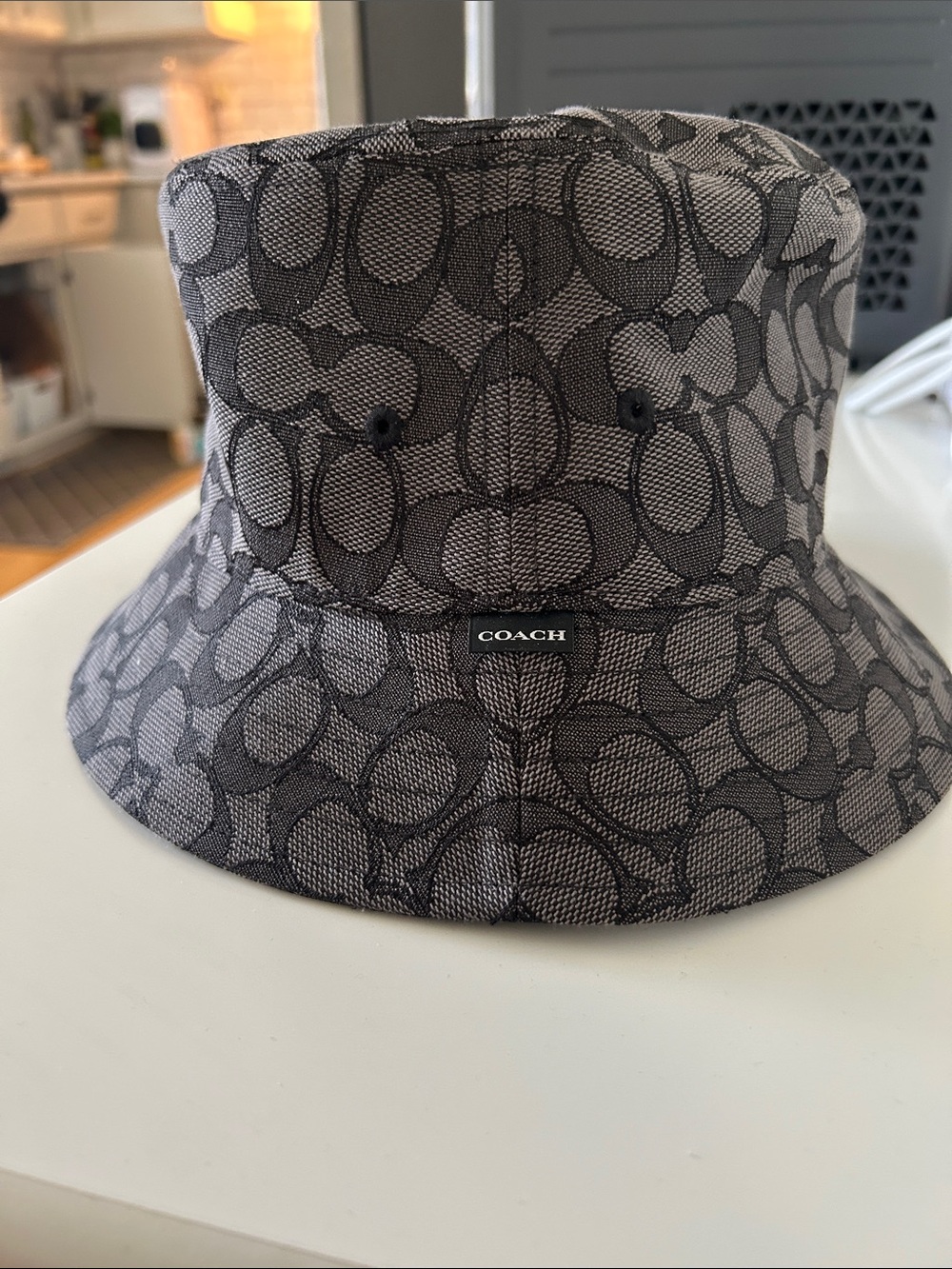 Coach Signature Monogram Bucket Hat — Gray/Black